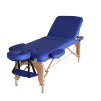Folding wooden stretcher Kinefis Wood: three sections, folding armrests, light and resistant 186 x 60 cm (blue or black)
